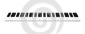 3D render, Piano keys with treble clef notes . Musical background