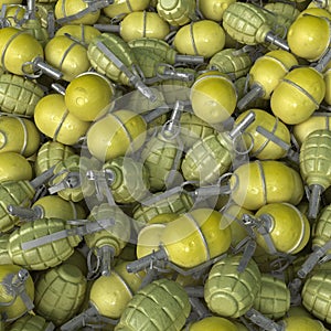 3D render of a pile of hand grenades