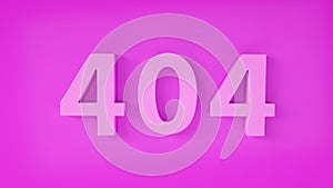 3d render of pink 404 error Page not Found on purple background. Monochrome. Minimalism.Internet connection error. Webpage