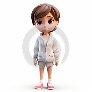 3d Render Plastic Cartoon Of Carrie With Shirt And Short Hair
