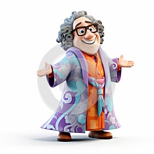 3d Render Plastic Cartoon Of Harper In Robe - Full Body