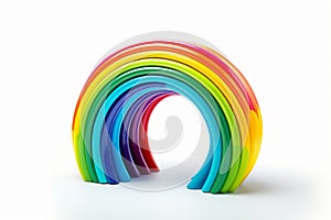 3d render of a plastic rainbow. Isolated on white background. Generated AI