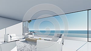 3d render pool terrace sea view relax right view living room