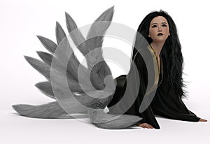 3D Render :  The portrait of female nine tailed fox