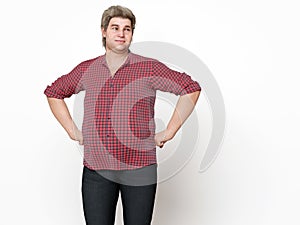 3D Render : Portrait of standing  endomorph overweight male body type