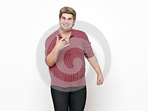 3D Render : Portrait of standing  endomorph overweight male body type