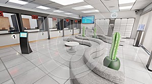 3D Render of Post Office Interior