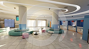 3D Render of Post Office Interior