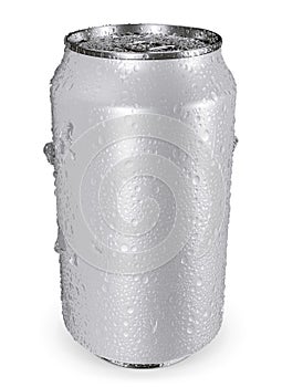 3d Render realistic aluminum cans with water drops. Metallic cans for beer, soda, lemonade, juice, energy drink. Mockup