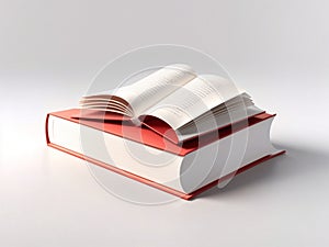 3d render red color book, isolated on white background.