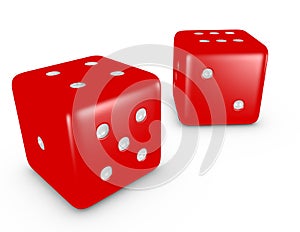 3d Render of a Red Pair of Dice