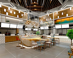 3d render of restaurant interior