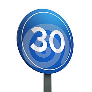 3D Render Road Sign of Minimum speed Isolated on a White Background