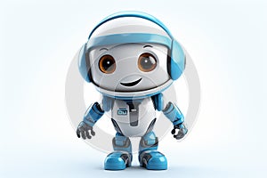 3D Render of a Robot with a smile on a white background