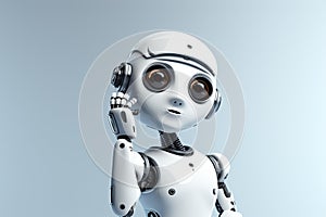 3D Render of a Robot with a smile on a white background