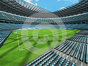 3D render of a round football - soccer stadium with sky blue sets