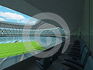 3D render of a round football - soccer stadium with sky blue sets