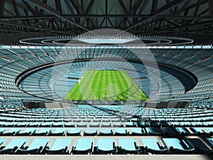 3D render of a round football - soccer stadium with sky blue sets