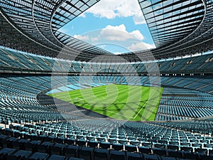 3D render of a round football - soccer stadium with sky blue sets