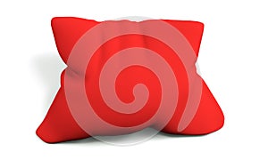 3d render of Royal red velvet pillow isolated on white backgroun