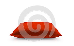 3d render of Royal red velvet pillow on white backgroun