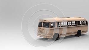 3d render of a rusted old vintage bus in white background with space for text