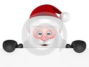 3d render of Santa Claus looking at billboard