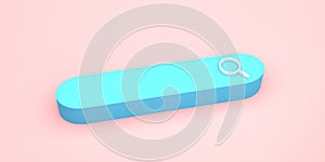 3D render of search bar with magnifying glass