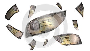 3D Render Set of Flying Bangladesh taka Money Banknote