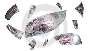 3D Render Set of Flying Bangladesh taka Money Banknote