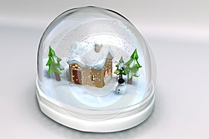 A 3D render of a snowglobe