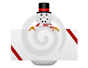 3d Render of a Snowman and Blank Card