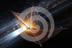 3d render of solar sail propulsion technology