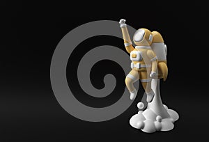 3d Render Spaceman Astronaut Flying with Rocket 3d illustration Design