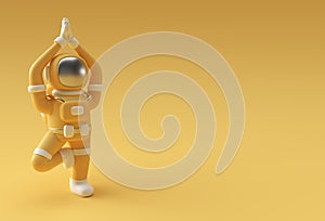 3d Render Spaceman Astronaut Standing a Grateful Namaste Yoga Pose 3d illustration Design