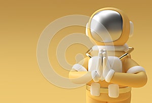 3d Render Spaceman Astronaut Yoga Gestures 3d illustration Design