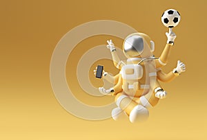 3d Render Spaceman Astronaut Yoga Gestures 3d illustration Design