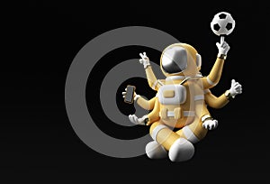3d Render Spaceman Astronaut Yoga Gestures 3d illustration Design