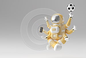 3d Render Spaceman Astronaut Yoga Gestures 3d illustration Design