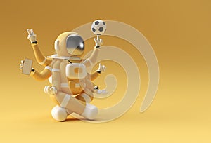 3d Render Spaceman Astronaut Yoga Gestures 3d illustration Design