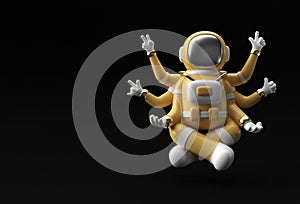 3d Render Spaceman Astronaut Yoga Gestures 3d illustration Design