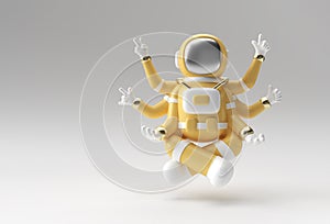 3d Render Spaceman Astronaut Yoga Gestures 3d illustration Design