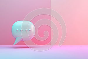 3d render of speech bubble on pastel background with space for text. Chat bubble icon. Message, dialog, talk, conversation element