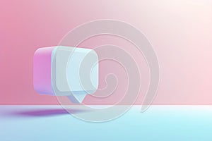 3d render of speech bubble on pastel background with space for text. Chat bubble icon. Message, dialog, talk, conversation element