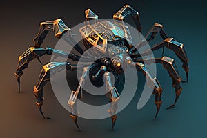 3d render of spider isolated on black background. Halloween concept.