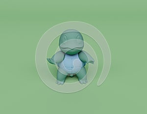 3d render of Squirtle isolated on Pastel background, 3d background minimal scene