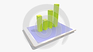 3d render statistic charts. Idea Business growth ,graph on a tablet