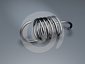 3D render of steel mechanical spring