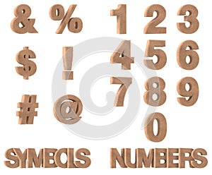 3D Render of Stone Symbols and Numbers
