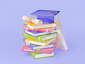 3d render student graduation, education in school